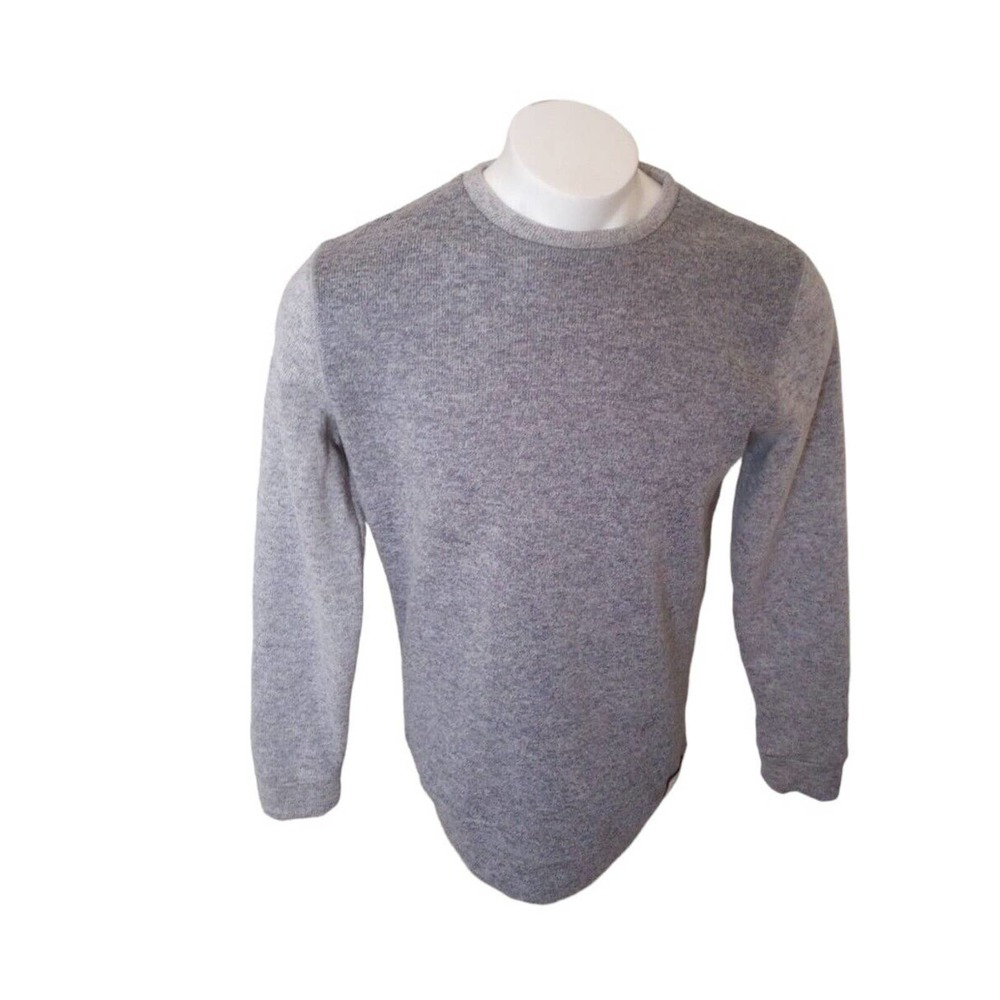 Quicksilver Crew Men's Sweater M Sweatshirt Two Tone Gray Color Block Knit Logo